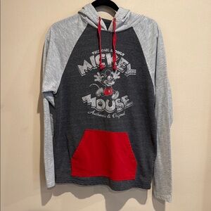 🩵Disney Parks Disney World Mickey Mouse Gray and Red Hoodie Casual Simple basic
